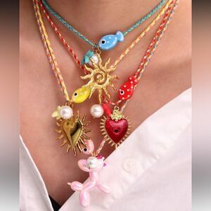 Colorful Beaded Necklace with Sun Charm M542
